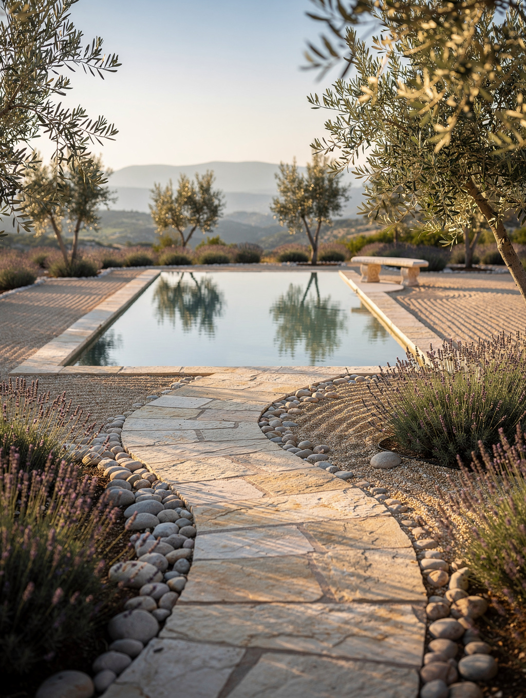 Path lighting in a Brentwood garden