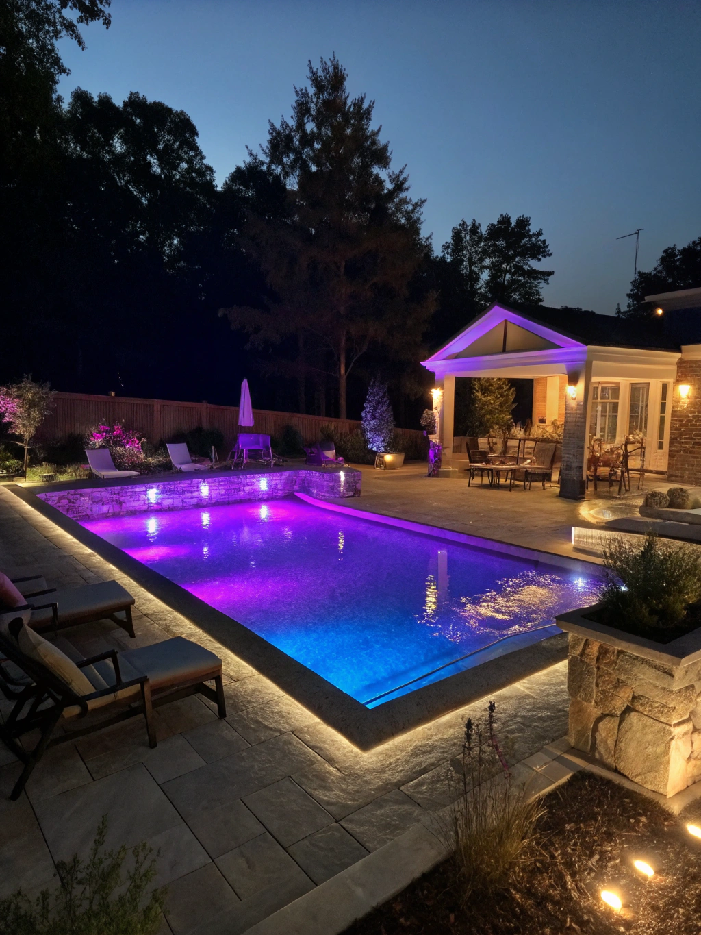 Serene pool lighting design in a Nashville backyard