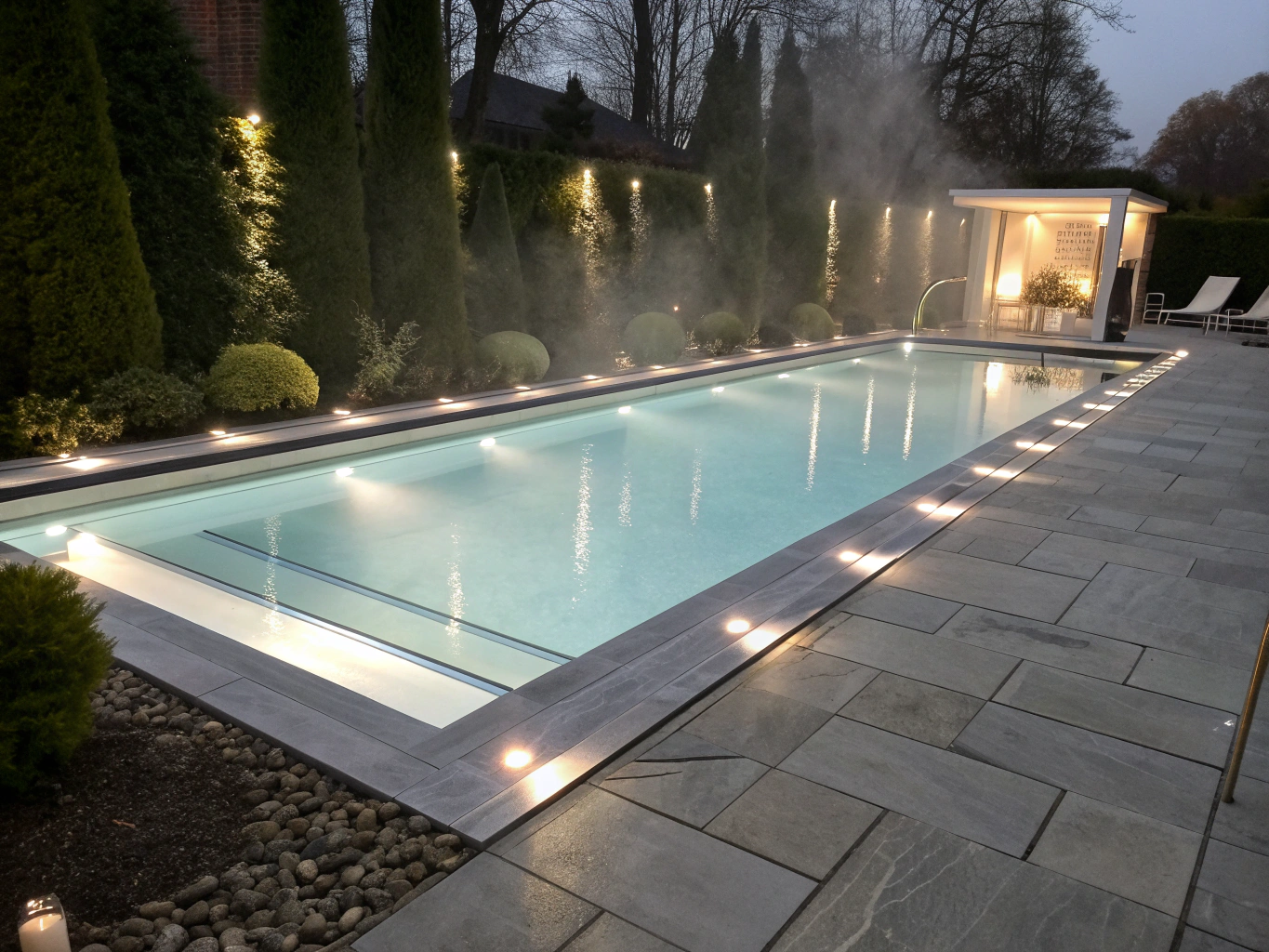 Soft, safe lighting around a pool area in Forrest Hills